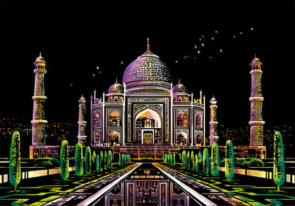 Taj Mahal scratch art featuring the iconic Indian monument