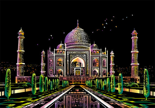Taj Mahal scratch art featuring the iconic Indian monument